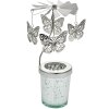 Clayre & Eef 66000 Tealight carosello farfalle argento Ø 8 x 17 cm