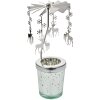 Clayre & Eef 66080 Tea Light Carousel Silver Ø 8 x 17 cm Renna Fiocco di neve