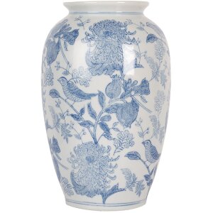 Clayre & Eef 6CE2102 Vaso in ceramica bianco-blu...