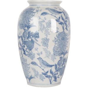 Clayre & Eef 6CE2102 Vaso in ceramica bianco-blu...