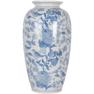 Clayre & Eef 6CE2103 Vaso in ceramica bianco-blu...