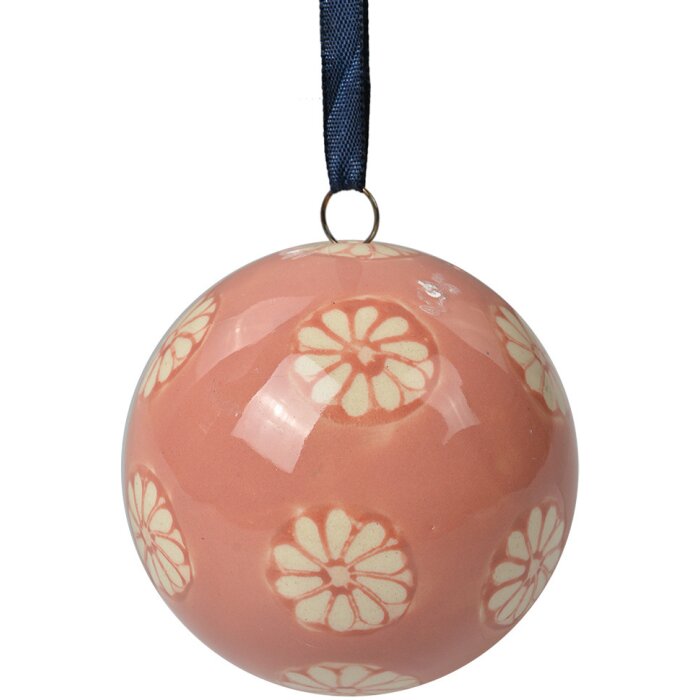 Clayre & Eef 6CE2104S Palla di decorazione Ø6 cm Palla di decorazione in ceramica Rosa Beige