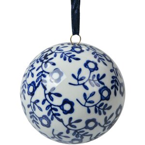Palla decorativa Clayre & Eef Bianco Blu Ø 8...