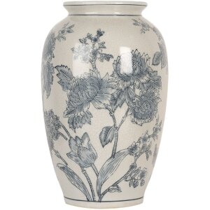 Clayre & Eef 6CE2074 Vaso Bianco Blu Ø17 cm...