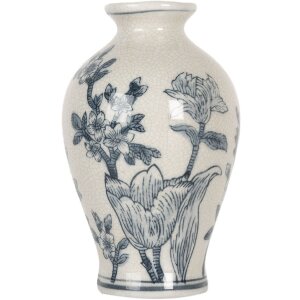 Clayre & Eef 6CE2078 Vaso Bianco-Blu Ø 9x15 cm...