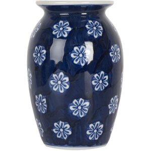 Clayre & Eef 6CE2085 Vaso blu-bianco Ø 10x15 cm