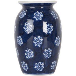 Clayre & Eef 6CE2085 Vaso blu-bianco Ø 10x15 cm
