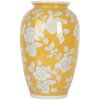 Clayre & Eef 6CE2088 Vaso Giallo-Bianco Ø 17x27 cm Ceramica Stile Retrò Vintage