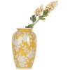Clayre & Eef 6CE2088 Vaso Giallo-Bianco Ø 17x27 cm Ceramica Stile Retrò Vintage