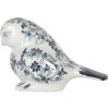 Clayre & Eef Decorazione Uccello Bianco Blu Ceramica 21x10x13 cm