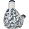 Clayre & Eef 6CE2092 Pollo decorativo in ceramica vintage bianco-blu 18x12x21 cm