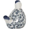 Clayre & Eef 6CE2092 Pollo decorativo in ceramica vintage bianco-blu 18x12x21 cm
