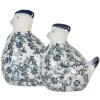 Clayre & Eef 6CE2092 Pollo decorativo in ceramica vintage bianco-blu 18x12x21 cm