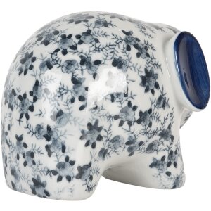 Elefante decorativo in ceramica bianca e blu 20x14x15 cm