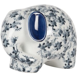 Elefante decorativo Clayre & Eef Bianco Blu 17x10x11...