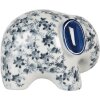 Elefante decorativo Clayre & Eef Bianco Blu 17x10x11 cm Ceramica Vintage Design