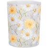 Clayre & Eef 6GL4956 Set di portacandele 2 fiori in vetro in stile country bianco giallo