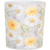 Clayre & Eef 6GL4956 Set di portacandele 2 fiori in vetro in stile country bianco giallo