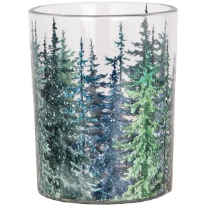 Clayre & Eef 6GL4958 Portacandele Set 2 Vetro Verde Abete Foresta Ø 7x8 10x13 cm