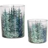 Clayre & Eef 6GL4958 Portacandele Set 2 Vetro Verde Abete Foresta Ø 7x8 10x13 cm