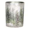 Clayre & Eef 6GL4972 Set di portacandele in vetro Albero di Natale invernale Bianco Verde