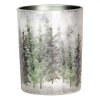 Clayre & Eef 6GL4972 Set di portacandele in vetro Albero di Natale invernale Bianco Verde