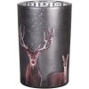 Clayre & Eef 6GL4981 Portacandele grigio motivo cervo Ø12xH18cm