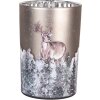 Clayre & Eef 6GL4985 Portacandele in vetro motivo cervo grigio-marrone Ø12x18 cm