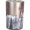 Clayre & Eef 6GL4985 Portacandele in vetro motivo cervo grigio-marrone Ø12x18 cm