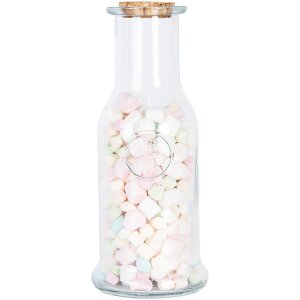 Clayre & Eef Bottiglia decorativa con coperchio in sughero Ø 9x21 cm Trasparente