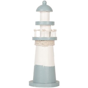 Clayre & Eef 6H2404 Faro decorativo bianco blu Ø 8 x 22 cm Legno MDF