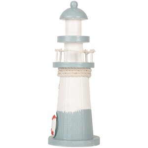 Clayre & Eef 6H2404 Faro decorativo bianco blu Ø 8 x 22 cm Legno MDF