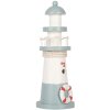 Clayre & Eef 6H2404 Faro decorativo bianco blu Ø 8 x 22 cm Legno MDF