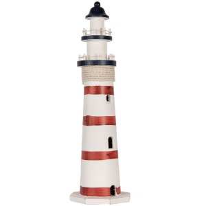 Clayre & Eef Faro decorativo bianco-rosso Ø 15x48 cm Legno MDF