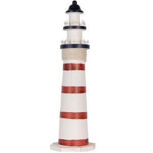 Clayre & Eef Faro decorativo bianco-rosso Ø 15x48 cm Legno MDF