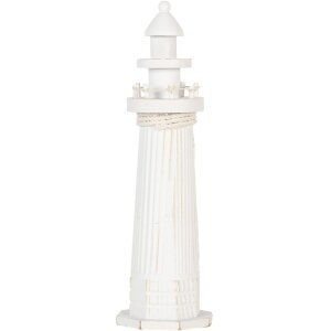 Clayre & Eef Faro decorativo bianco Ø 10x32 cm Decorazione nautica Stile casa di campagna