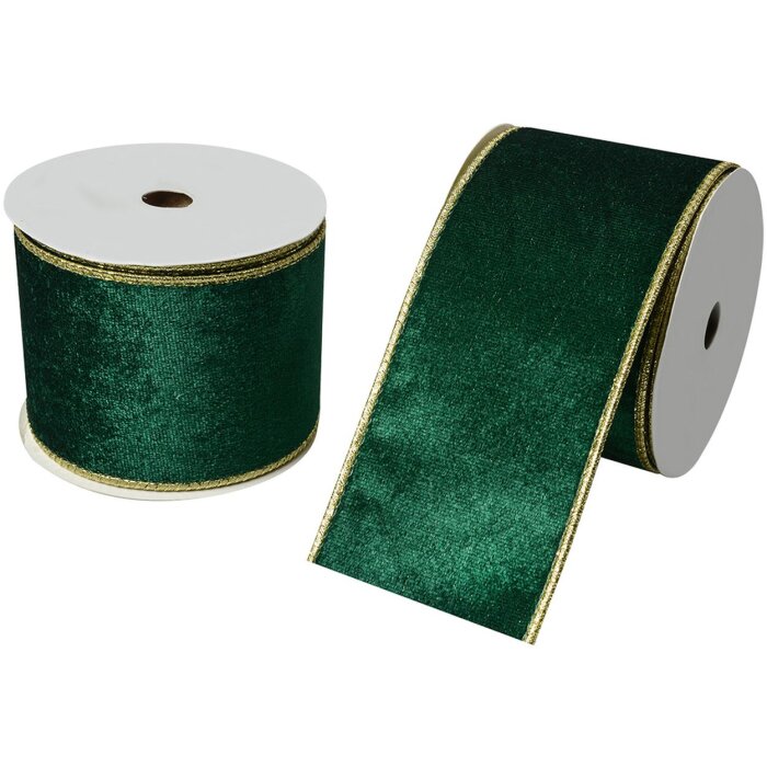 Clayre & Eef LI0128GR Nastro Verde Bordo Oro 6,3 cm x 5 m