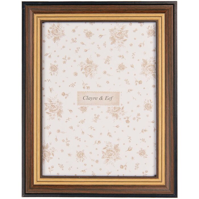 Portafoto Clayre & Eef 14x2x19 cm Stile Country Marrone Nero 10x15 cm
