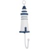 Clayre & Eef 66070BL Gancio a muro Faro metallo legno bianco blu 4x4x18 cm