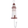 Clayre & Eef 66070R Gancio da parete faro legno metallo bianco rosso 4x4x18 cm