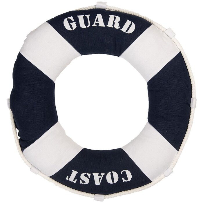 Cuscino salvagente Clayre & Eef Ø 42x6 cm Bianco Blu Nautico