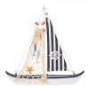Clayre & Eef Decorazione Barca a vela 25x6x25 cm Bianco Blu MDF Legno Decorazione marittima