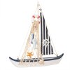 Clayre & Eef Decorazione Barca a vela 25x6x25 cm Bianco Blu MDF Legno Decorazione marittima