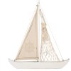 Clayre & Eef Decorativo Barca a vela marittima Decorazione in legno Beige Bianco 34x7x38 cm