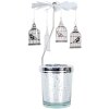 Clayre & Eef 66082 Tealight carousel silver Ø 8 cm x 17 cm ferro vetro