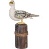 Uccelli decorativi Clayre & Eef su pali di legno Maritime Set di 2 marrone bianco