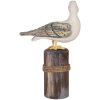 Uccelli decorativi Clayre & Eef su pali di legno Maritime Set di 2 marrone bianco