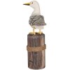 Uccelli decorativi Clayre & Eef su pali di legno Maritime Set di 2 marrone bianco