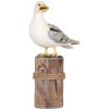 Uccelli decorativi Clayre & Eef su pali di legno Maritime Set di 2 marrone bianco