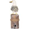 Uccelli decorativi Clayre & Eef su pali di legno Maritime Set di 2 marrone bianco
